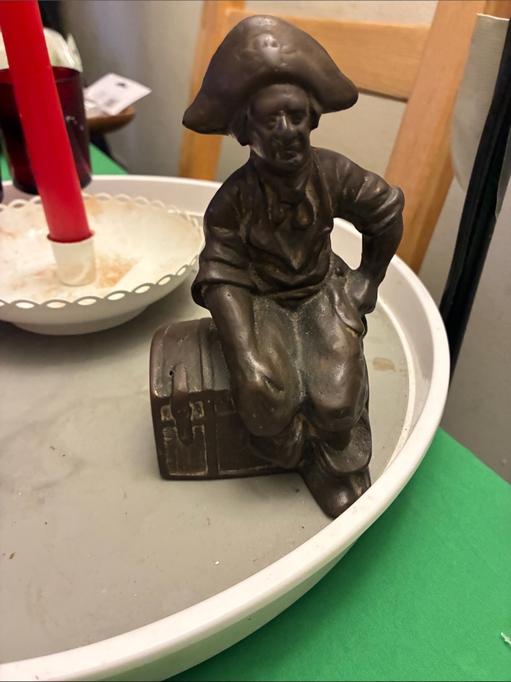 Bronze-Colored Seated Sailor Sculpture - Decorative Home Art